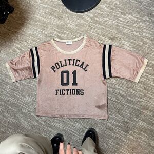 Saint Laurent Pink Graphic Tee with Black Accents